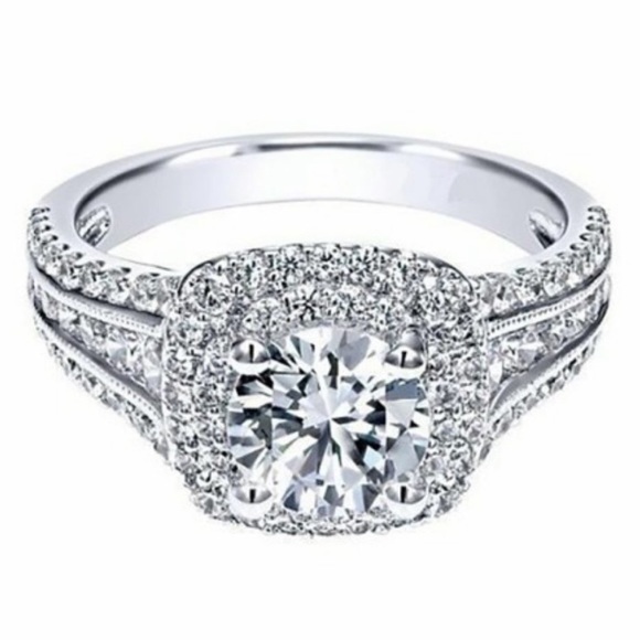 💍NEW 925 STERLING SILVER DIAMOND HALO RING💍 - Picture 5 of 5